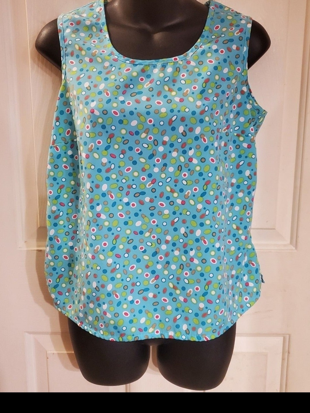croft & barrow Aqua Sleeveless Polka Dot Camisole